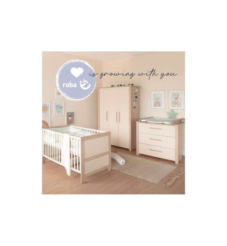 ROBA - Lit de bébé Lit d'enfant combiné Momo, beige