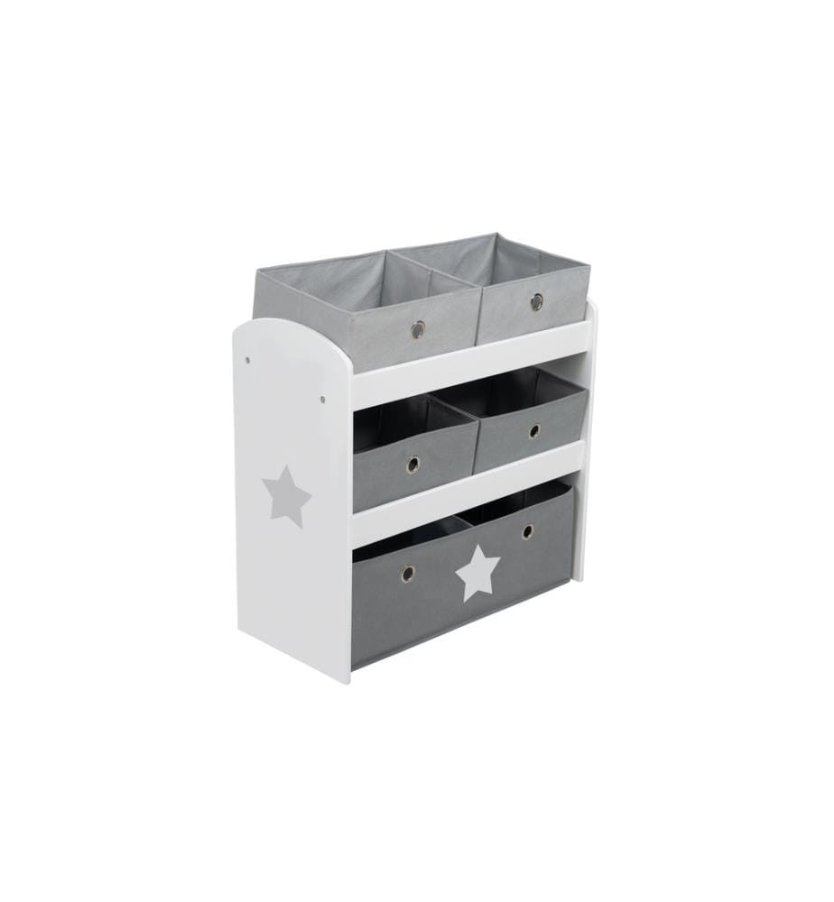 ROBA - Regal Stars mit 5 Stoffboxen Grau/Weiss