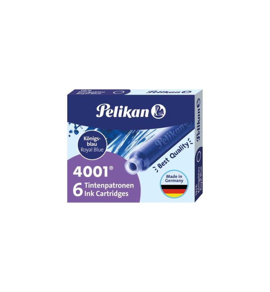 PELIKAN - Cartouche d'encre 4001 Bleu royal, 6 pièces