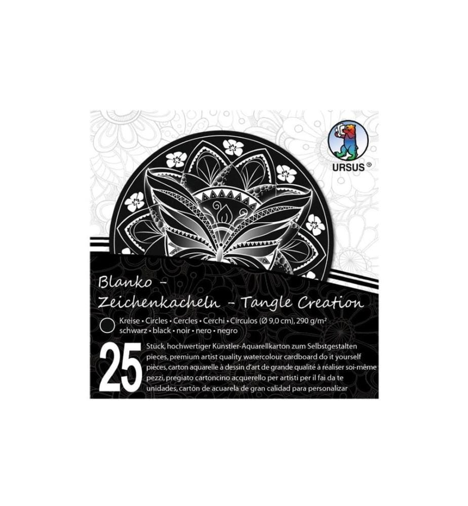 URSUS - Bloc aquarelle Carreaux, ø 9 cm, noir, 25 pièces