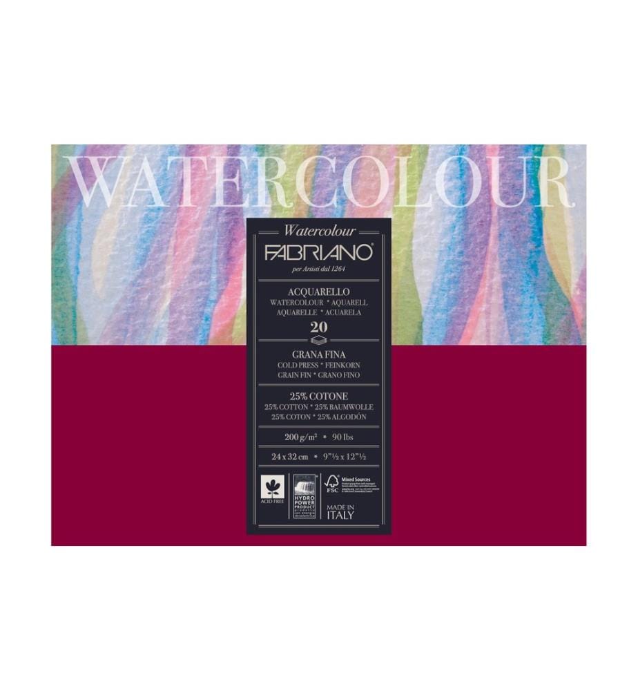 FABRIANO - Aquarellblock 24 x 32 cm, 200 g/m², 20 Blatt