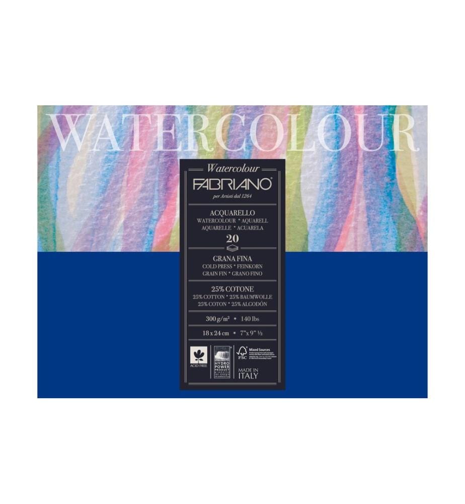 FABRIANO - Aquarellblock 18 x 24 cm, 300 g/m², 20 Blatt