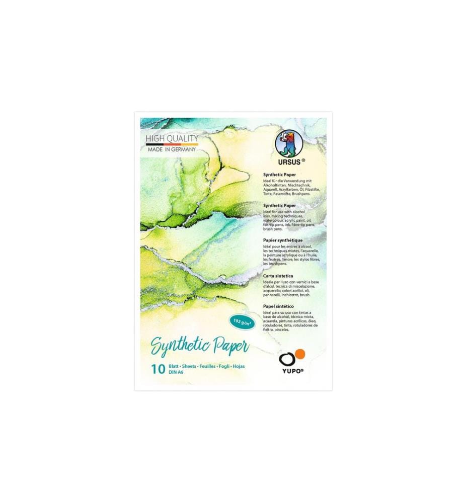 URSUS - Malblock Yupo Synthetik, A6, 192 g/m², 10 Blatt