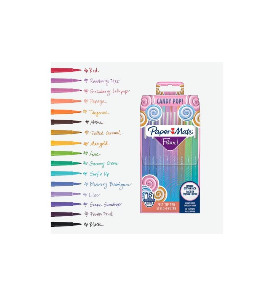 PAPER MATE - Fineliner Flair Medium Candy Pop 0.7 mm16 pièces