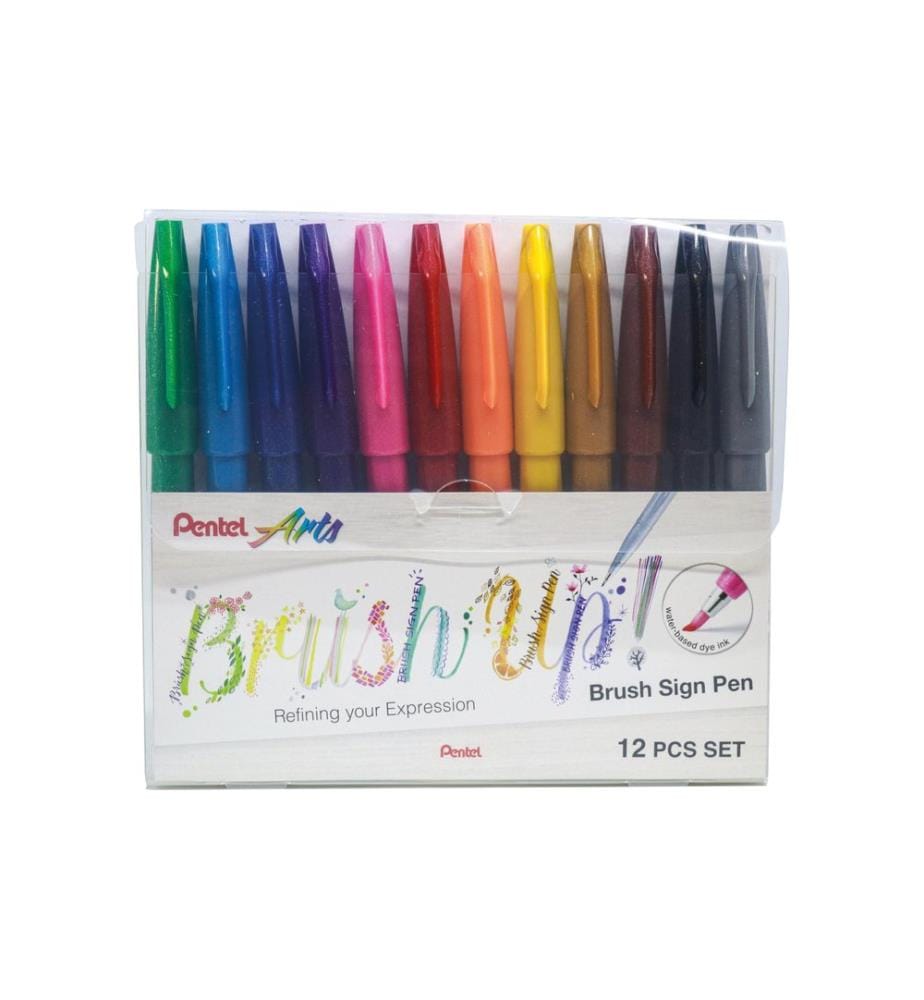 PENTEL - Crayon feutre Brush Sign Pen 12 pièces