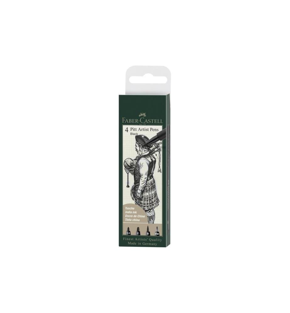 Faber-Castell Tuschestift PITT Artist Pen Black, 4 Stück