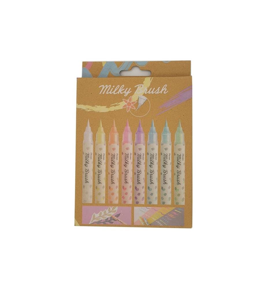 PENTEL - Pinselschreiber Milky Brush Mehrfarbig, 8-teilig