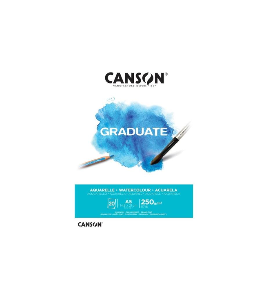 CANSON - Aquarellblock Graduate A5, 20 Blatt