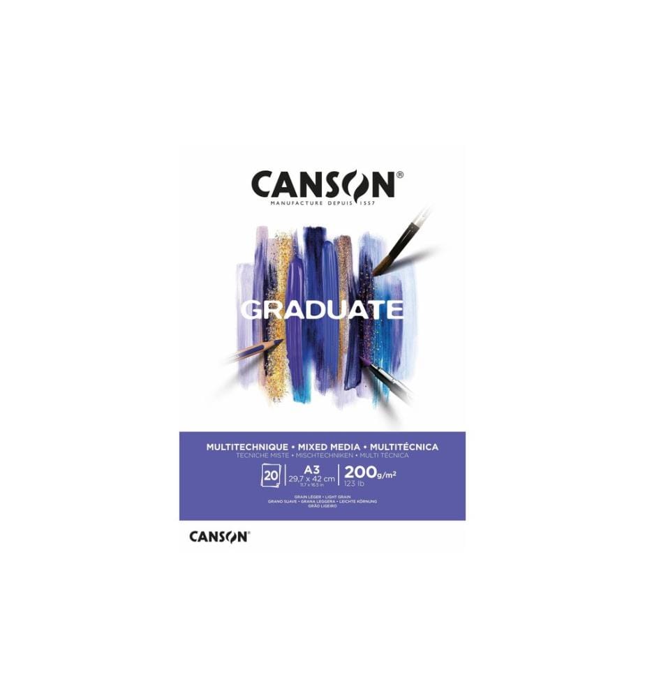 CANSON - Zeichenblock Graduate Mixed Media A3, 20 Blatt