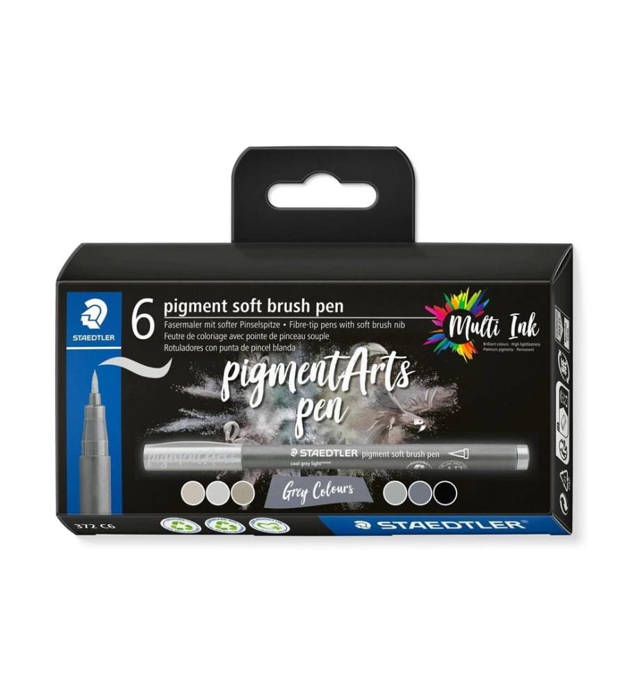 STAEDTLER - Feutres de coloriage Pigment Arts Brush Pen Greys Colours