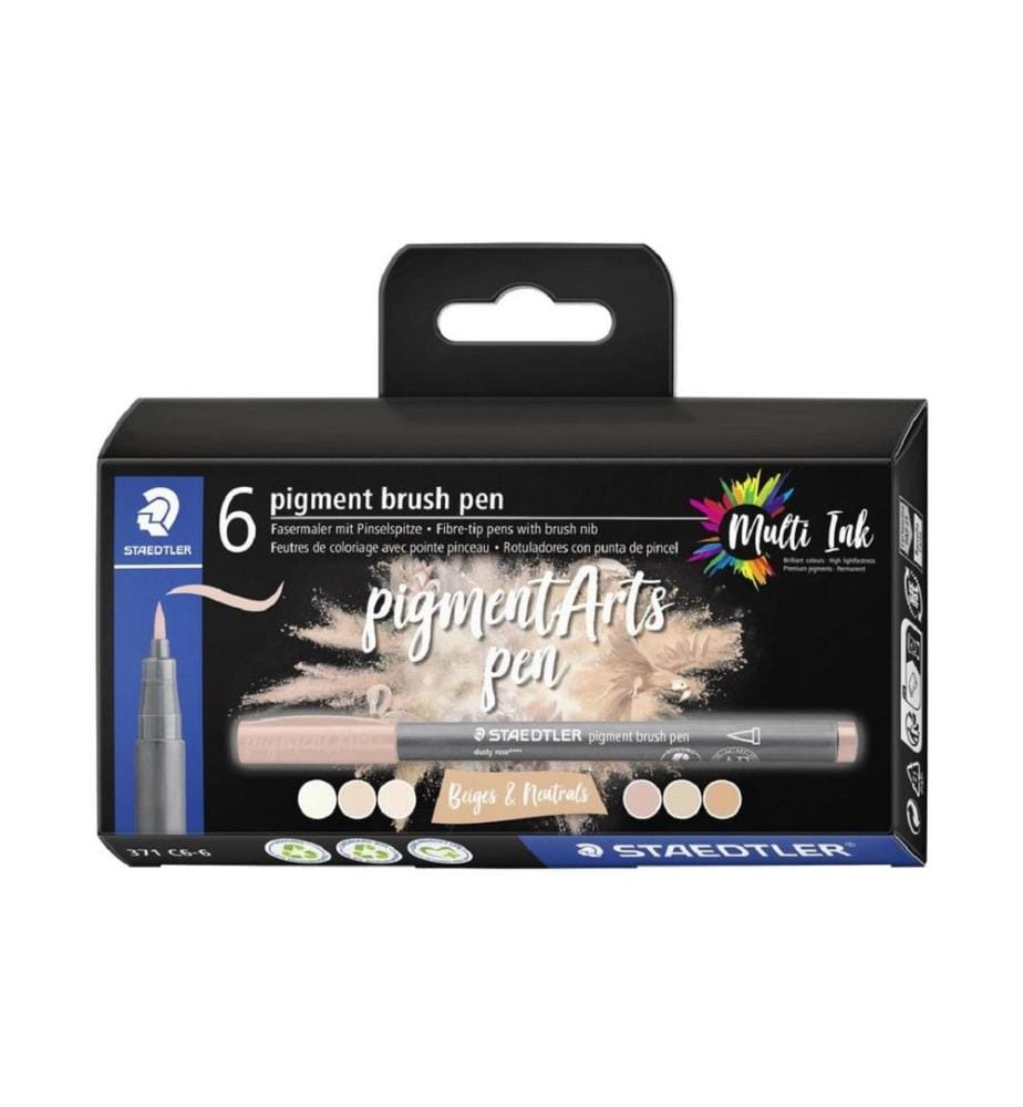 STAEDTLER - Feutres de coloriage Pigment Arts Brush Pen Nudes & Beiges