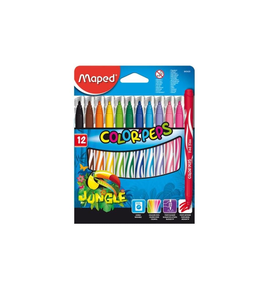 MAPED - Crayon feutre Jungle 12 pièces