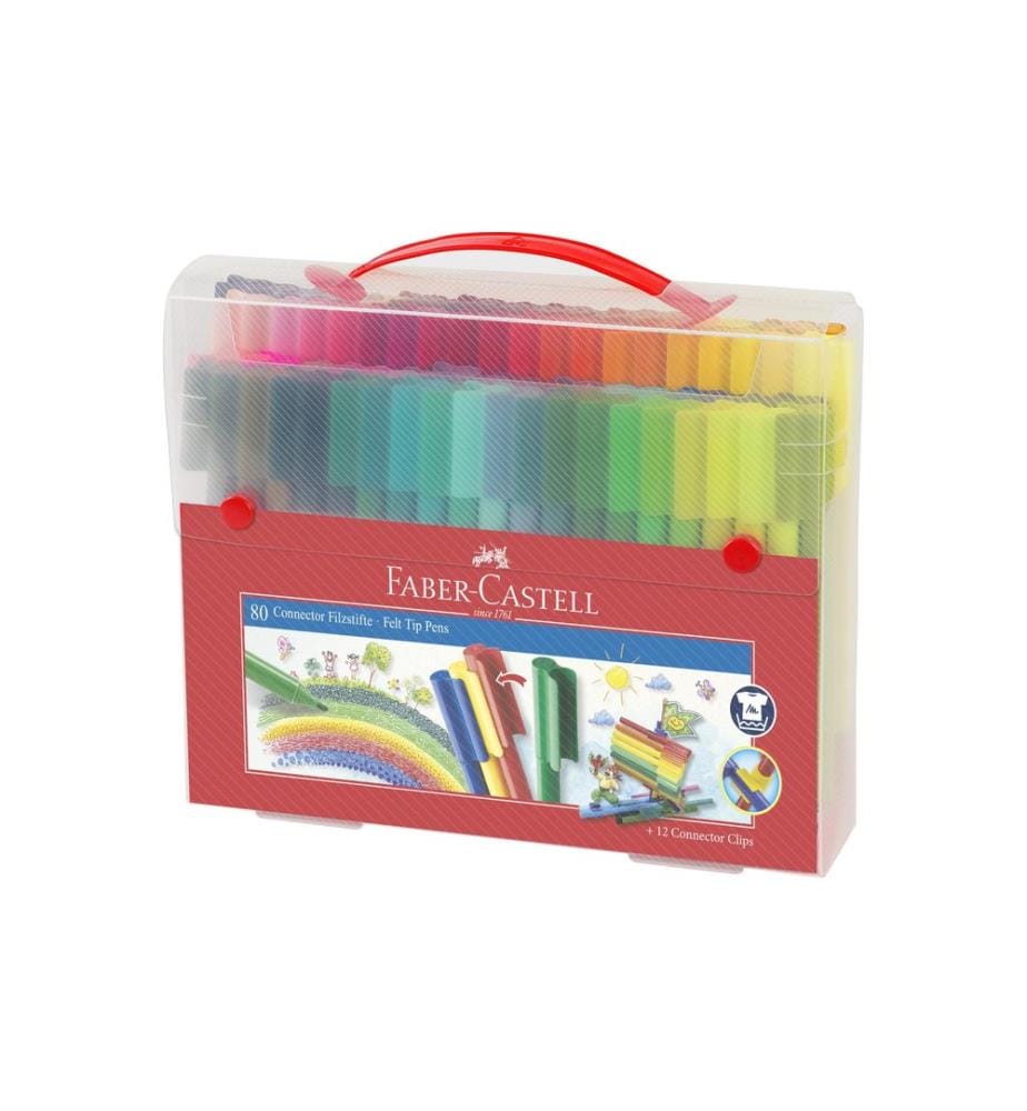 Faber-Castell Filzstift Connector 80-teilig, Mehrfarbig