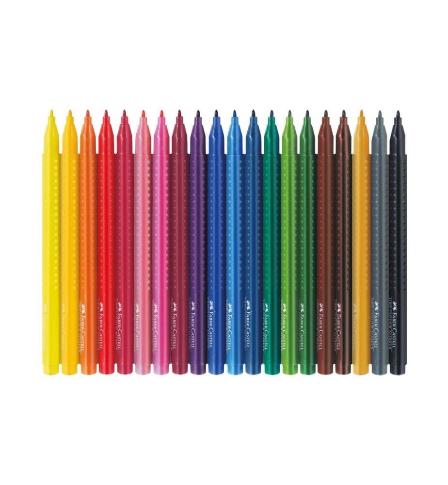 Faber-Castell Crayon feutre Marqueur de couleur Grip Étui plastique de 20 pièces