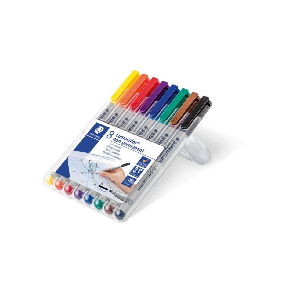 STAEDTLER - Stylo à feuilles Lumocolor 312 Jeu de 8, solubles dans l'eau