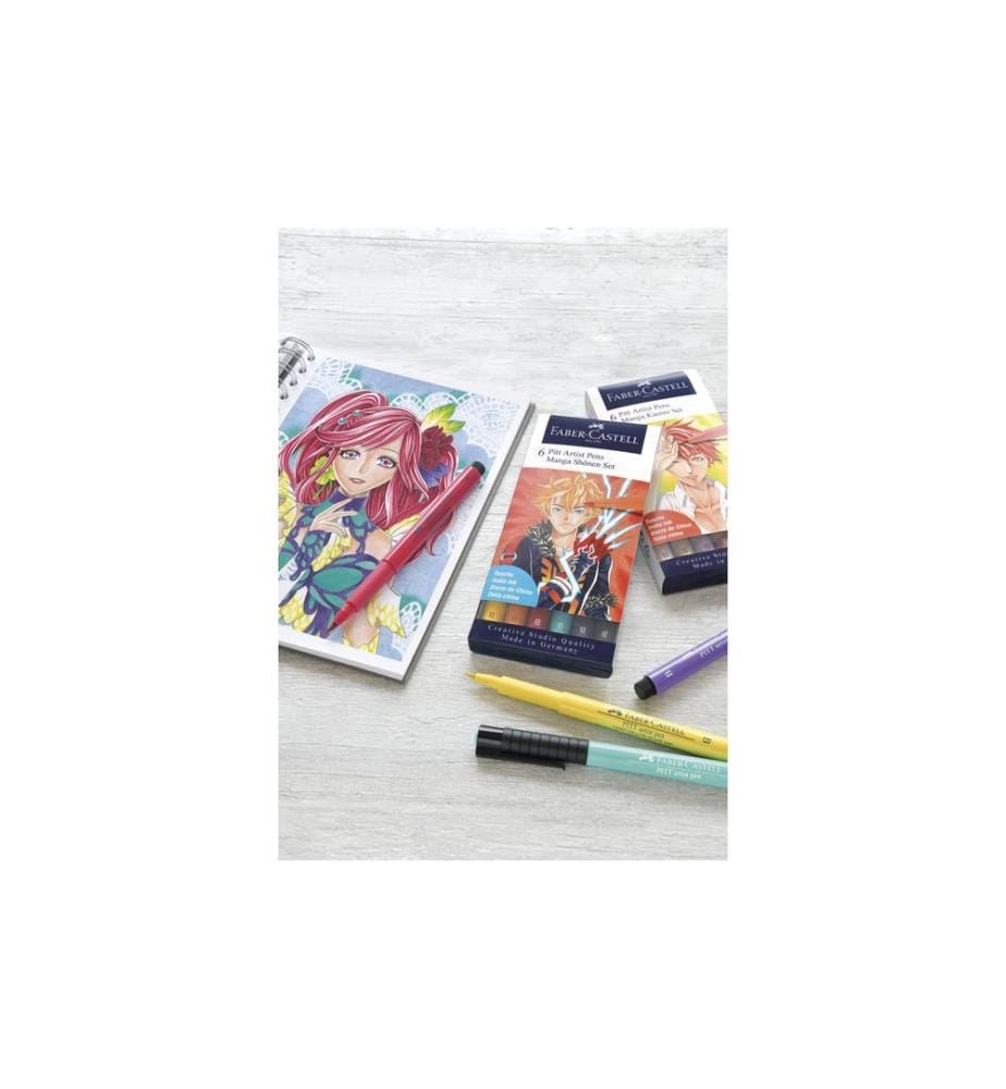 Faber-Castell Crayon à encre de Chine PITT Artist Pen Manga Shôjo 6 pièces