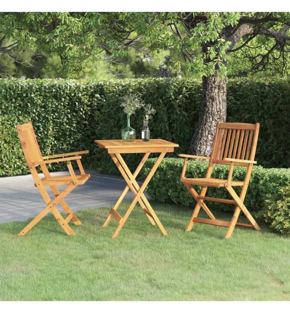Ensemble à manger de jardin pliable 3 pcs Bois d'acacia solide