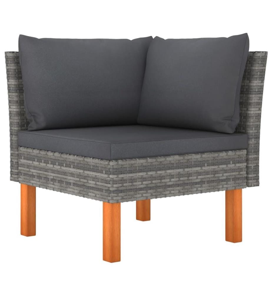 4-tlg. Garten-Lounge-Set mit Kissen Poly Rattan Grau