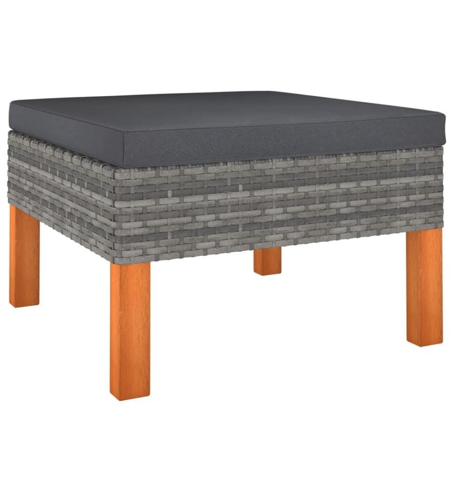 4-tlg. Garten-Lounge-Set mit Kissen Poly Rattan Grau