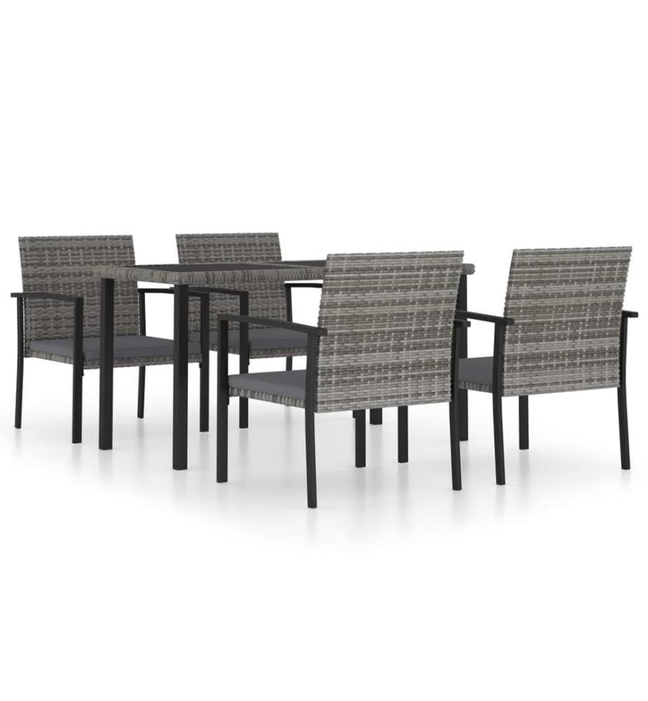 5-tlg. Garten-Essgruppe Poly Rattan Grau
