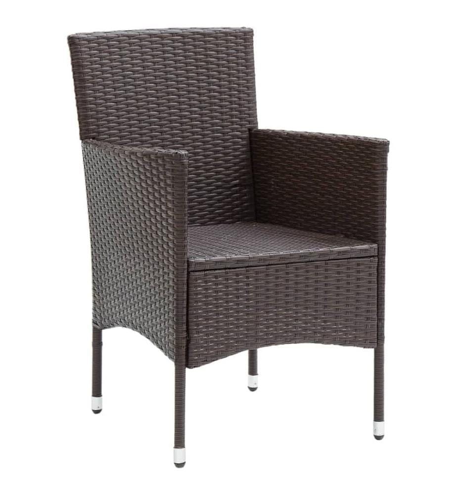 Ensemble à manger de jardin et coussins 5 pcs Poly rotin Marron