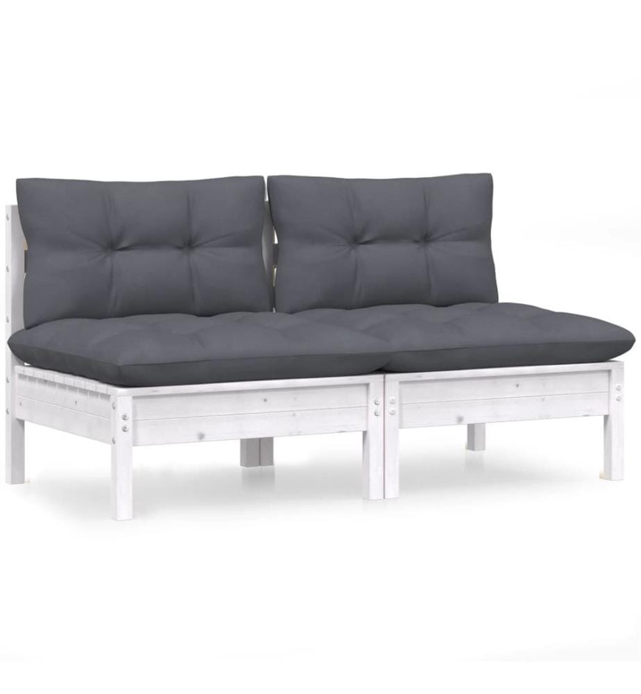 2-Sitzer-Gartensofa mit Anthrazit Kissen Massivholz Kiefer