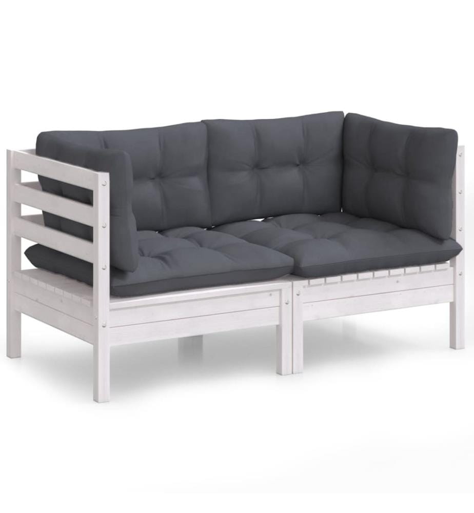 2-Sitzer-Gartensofa mit Anthrazit Kissen Massivholz Kiefer