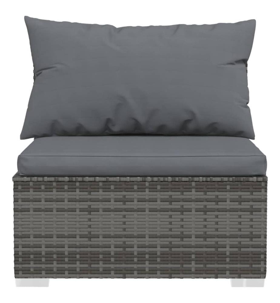 2-tlg. Garten-Lounge-Set mit Kissen Poly Rattan Grau