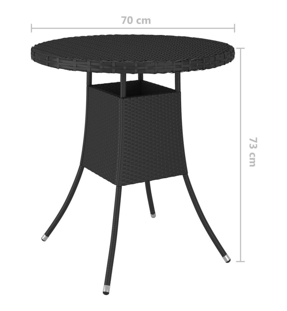 Gartentisch Schwarz 70x70x73 cm Poly Rattan