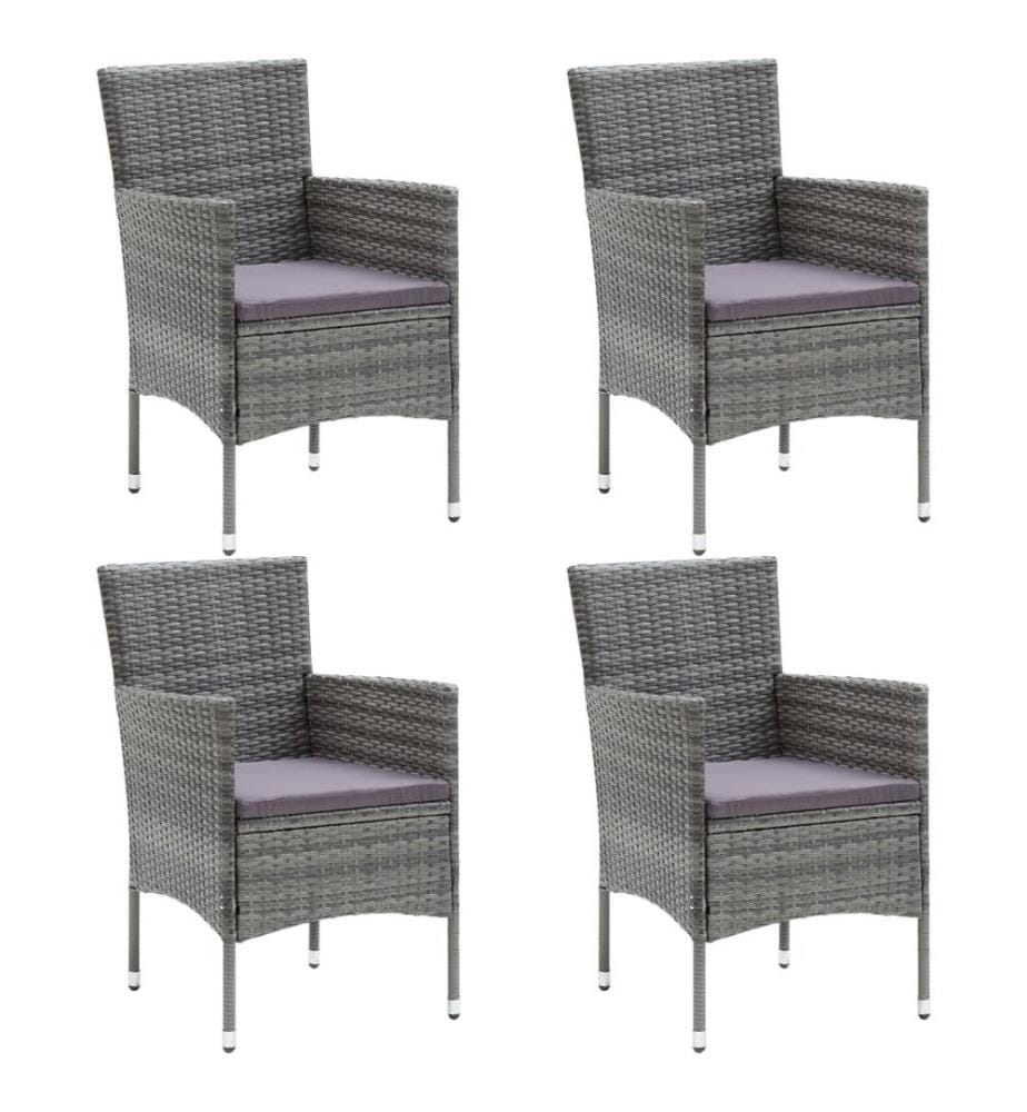 Garten-Essstühle 4 Stk. Poly Rattan Grau