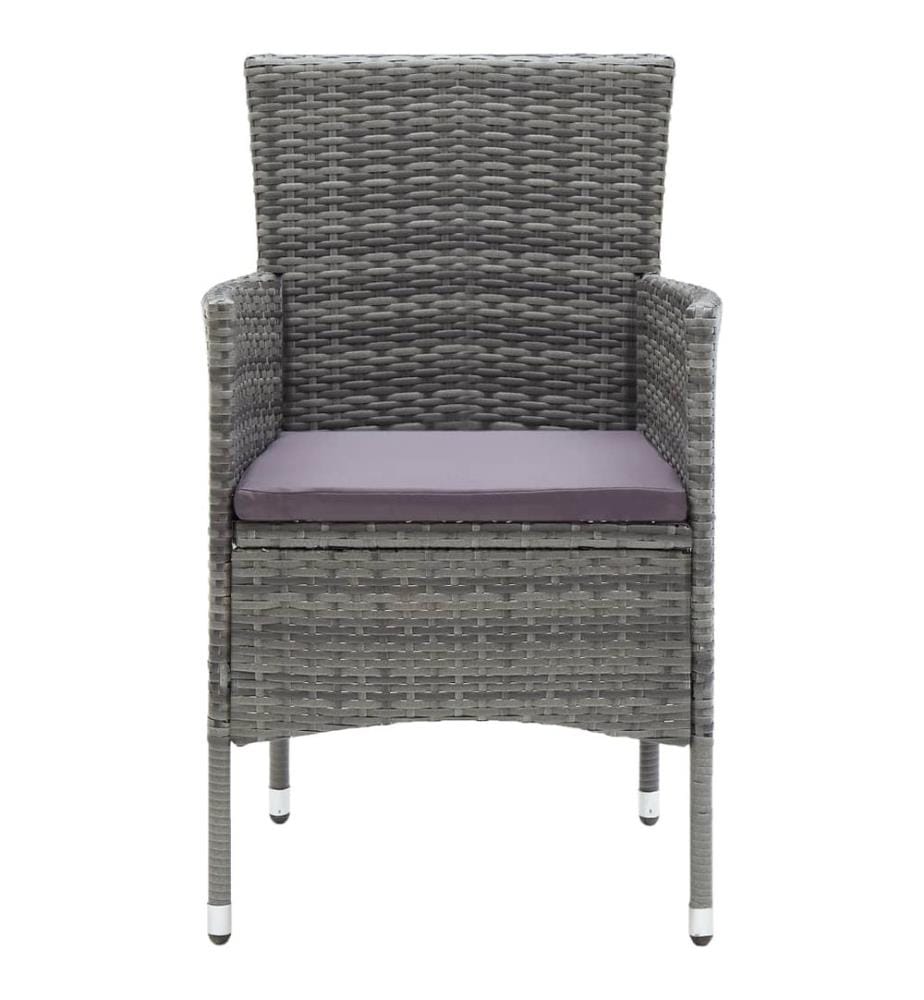 Garten-Essstühle 4 Stk. Poly Rattan Grau
