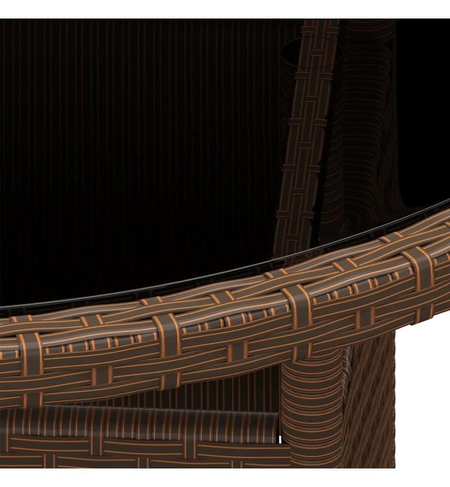 Gartentisch Ø80x75 cm Hartglas und Poly Rattan Braun