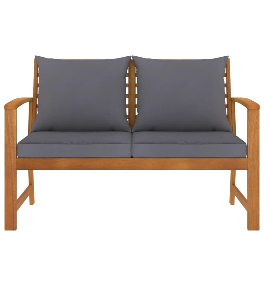 Banc de jardin 120cm et coussin gris foncé Bois solide d'acacia
