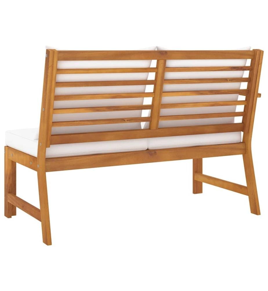 Banc de jardin 114,5 cm avec coussin crème Bois solide d'acacia