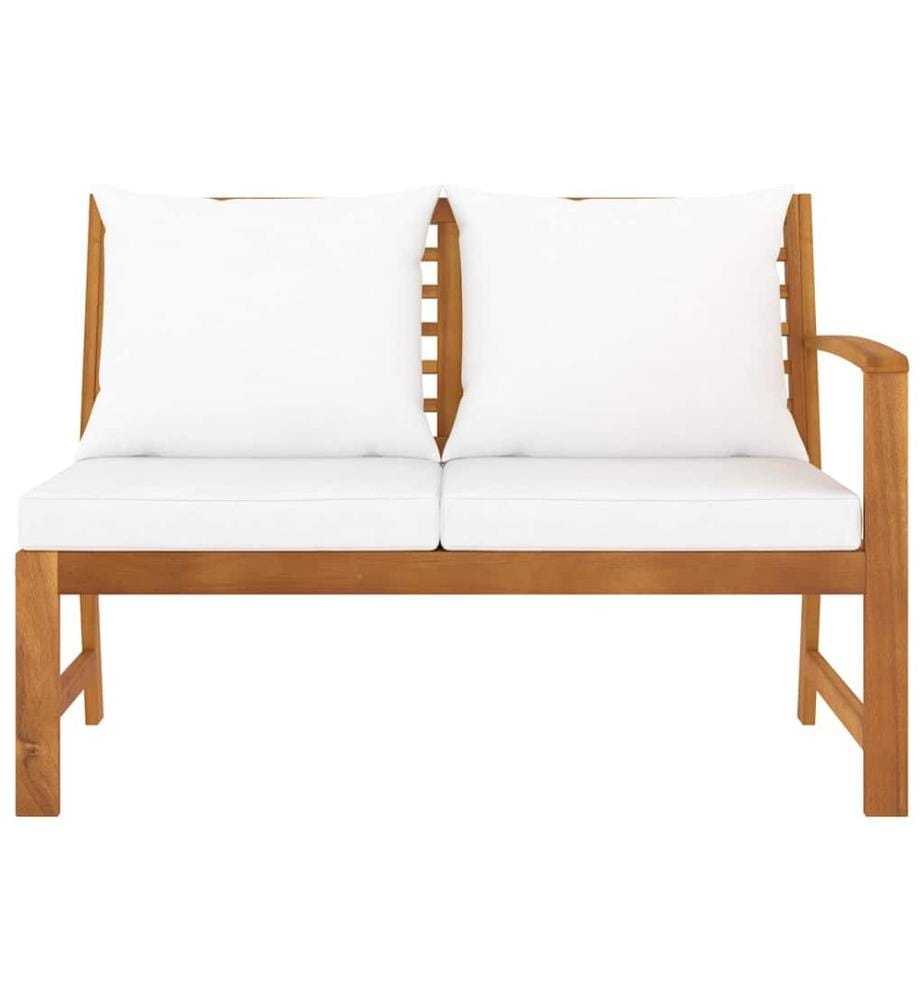 Banc de jardin 114,5 cm avec coussin crème Bois solide d'acacia
