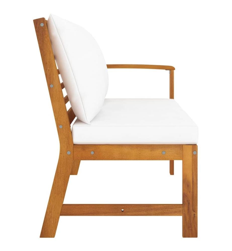 Banc de jardin 114,5 cm avec coussin crème Bois solide d'acacia