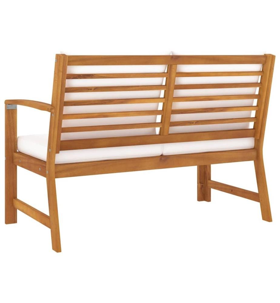Banc de jardin 114,5 cm avec coussin crème Bois solide d'acacia
