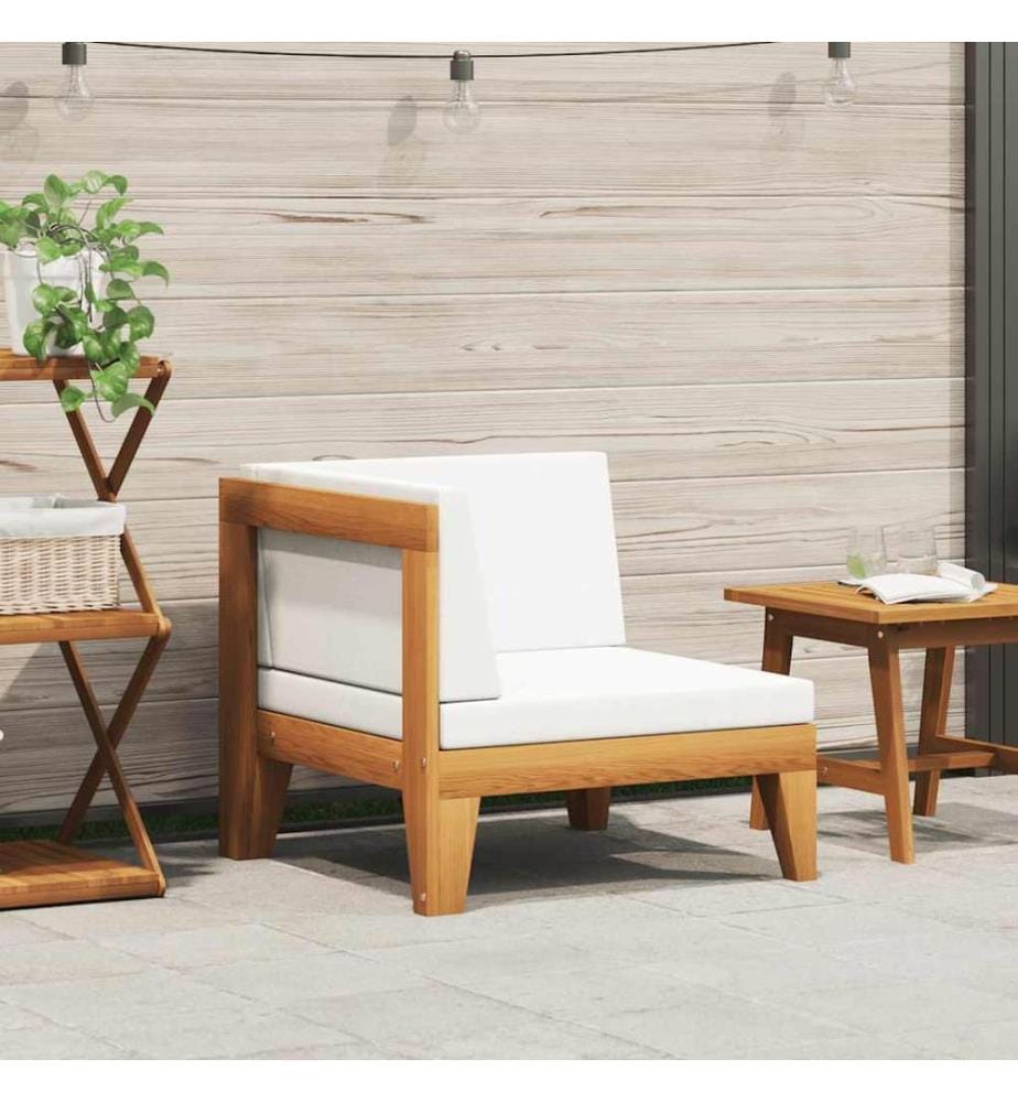Modular-Ecksofa mit Cremeweissen Kissen Akazie Massivholz