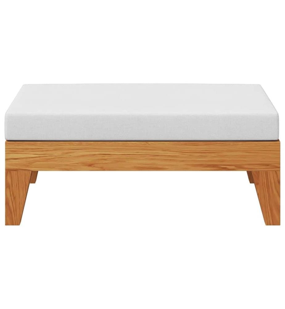 Repose-pied sectionnel avec coussin blanc crème Bois d'acacia