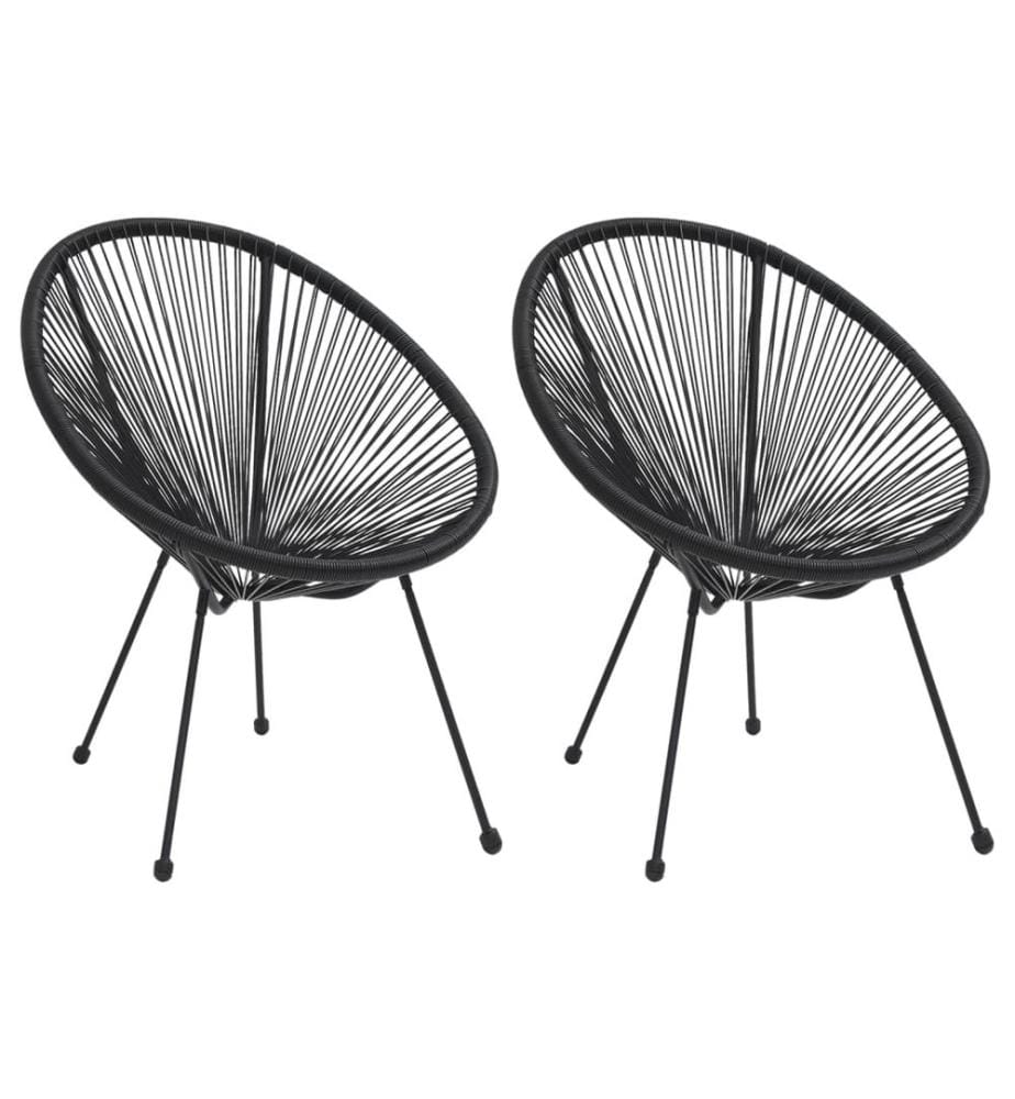 Moon-Gartenstühle 2 Stk. Rattan Schwarz