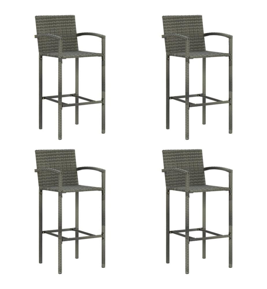 Barhocker 4 Stk. Grau Poly Rattan