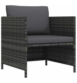 Gartensofa mit Kissen Grau Poly Rattan