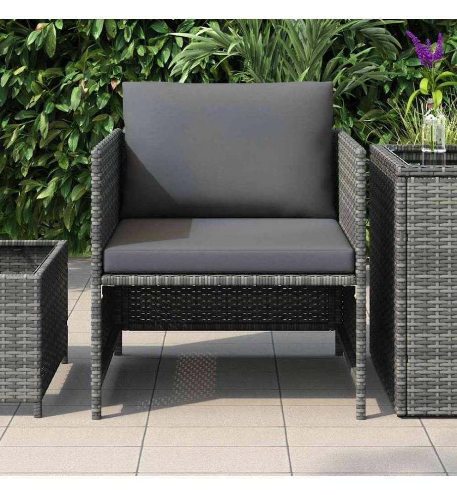 Gartensofa mit Kissen Grau Poly Rattan