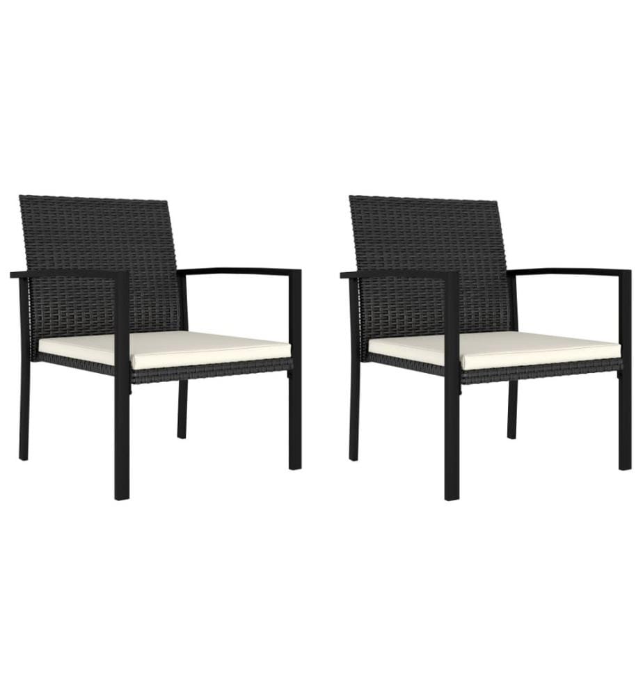 Garten-Essstühle 2 Stk. Poly Rattan Schwarz