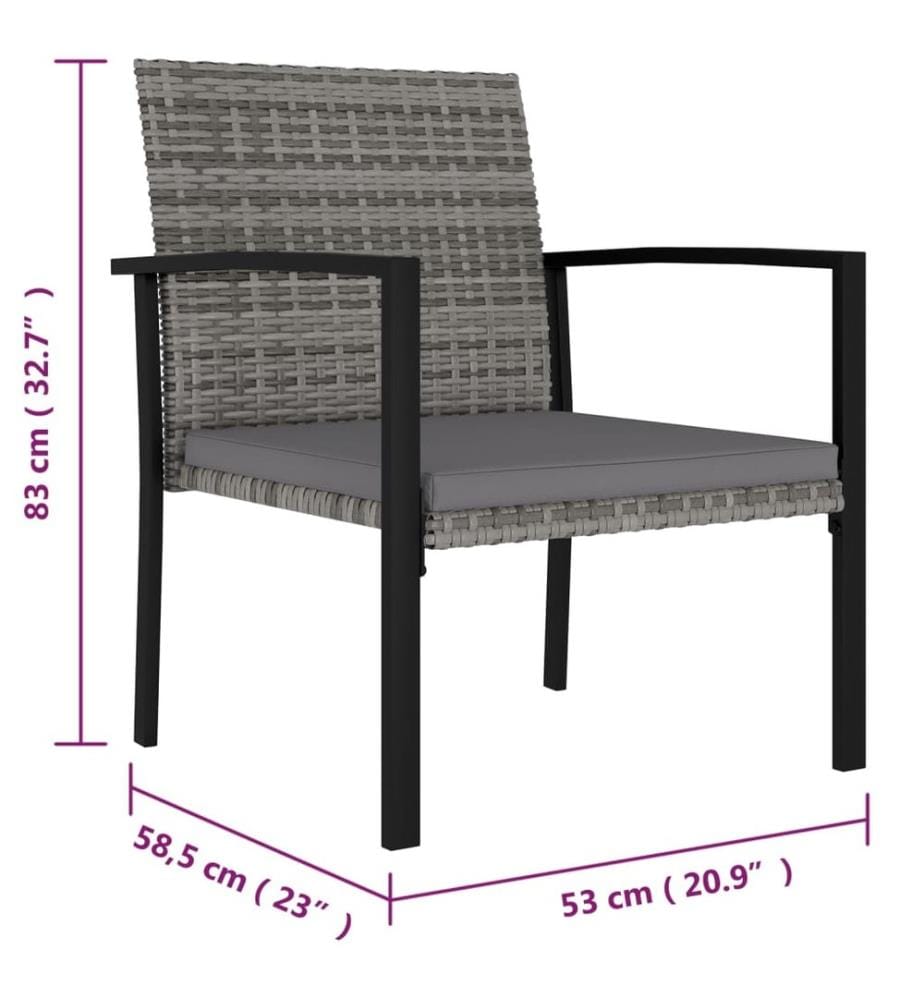 Garten-Essstühle 4 Stk. Poly Rattan Grau