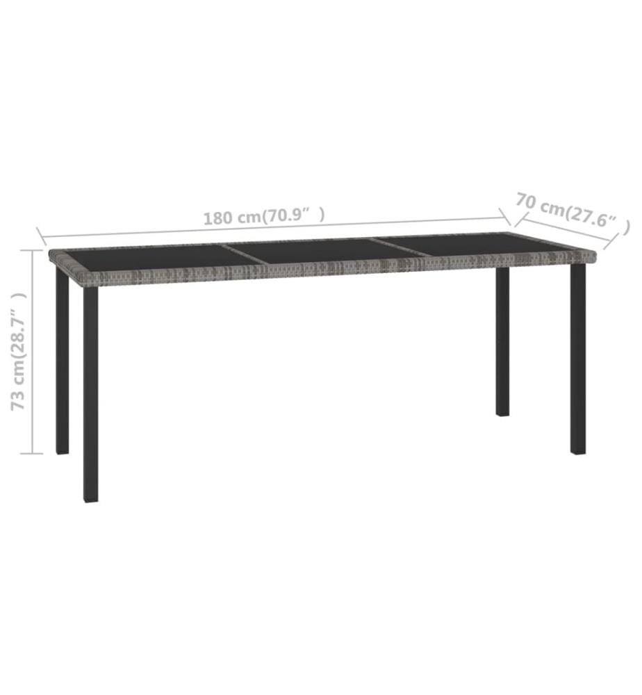 Garten-Esstisch Grau 180x70x73 cm Poly Rattan
