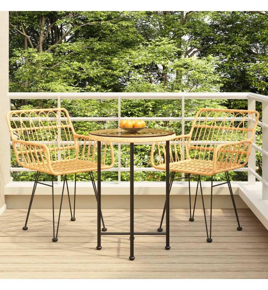 3-tlg. Garten-Essgruppe Poly Rattan