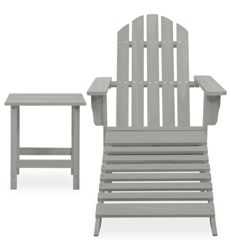 Adirondack-Gartenstuhl mit Fussstütze & Tisch Tannenholz Grau