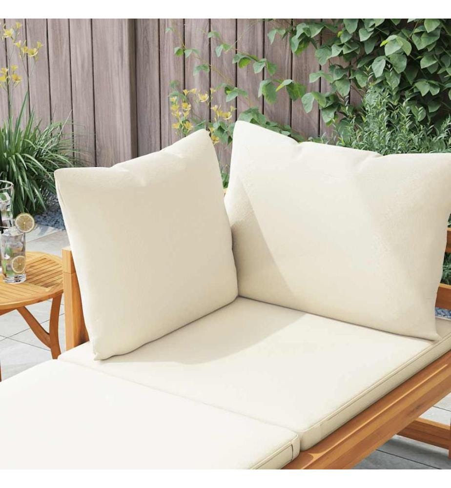 Chaise longue avec 1 accoudoir Blanc crème Bois d'acacia solide