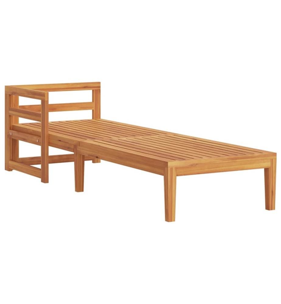 Chaise longue avec 1 accoudoir Blanc crème Bois d'acacia solide
